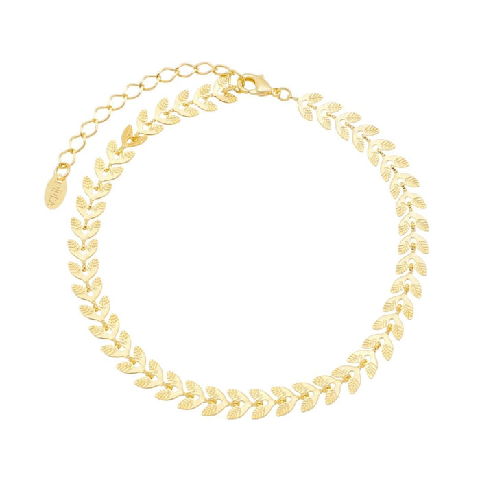 Tornozeleira Piuka Kendal Folhinhas Folheada a Ouro 18k