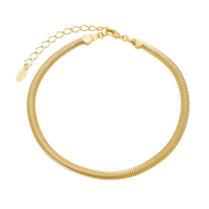 Tornozeleira Piuka Fernanda Malha Metal Fina Folheada a Ouro 18k