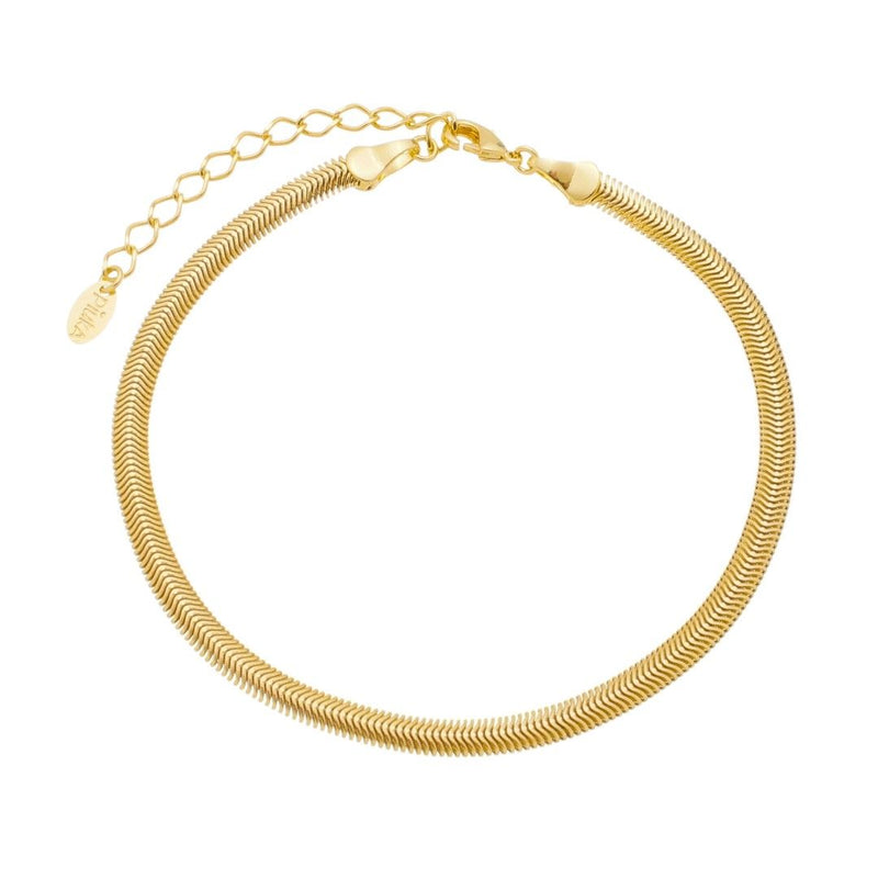 Tornozeleira Piuka Fernanda Malha Metal Fina Folheada a Ouro 18k