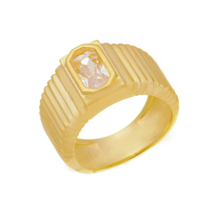 Anel Folheado a Ouro 18k Baguete Zircônia Layla