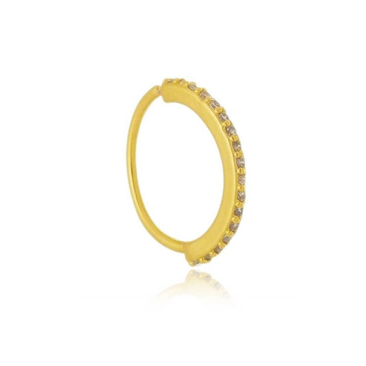 Piercing de Furo Piuka Argola Torção 10mm Ayane Zircônias Folheado a Ouro 18k