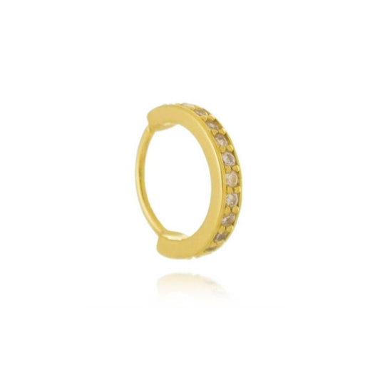 Piercing de Furo Piuka Argola Torção 8mm Lucy Zircônias Folheado a Ouro 18k