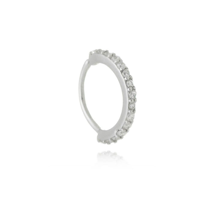 Piercing de Furo Piuka Argola Torção 8mm Ayane Zircônias Folheado em Ródio Branco
