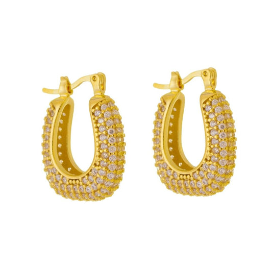 Brinco de Argola Cravejada Katy Zircônias Folheado a Ouro 18k