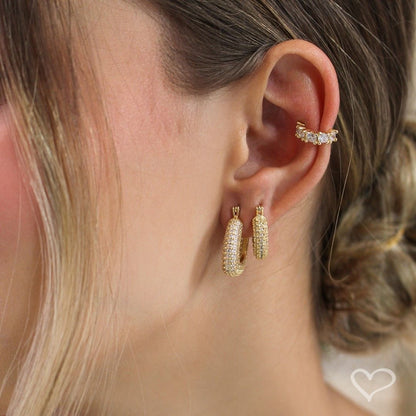 Brinco de Argola Cravejada Katy Zircônias Folheado a Ouro 18k