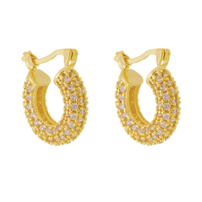 Brinco Argolinha Cravejada Tamy Zircônias Folheado a Ouro18k