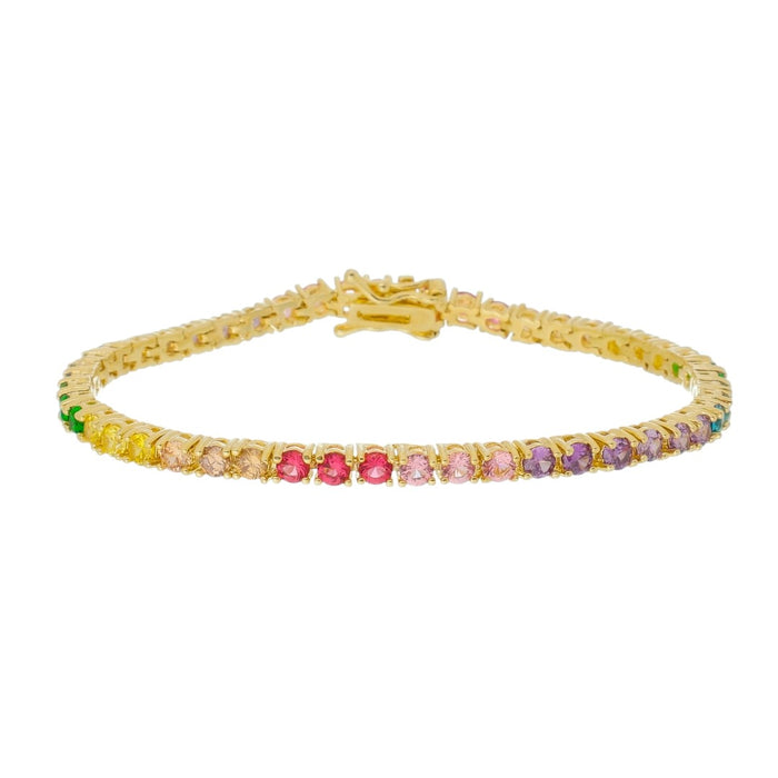 Pulseira Folheada a Ouro 18k Riviera Zircônias Coloridas Megan
