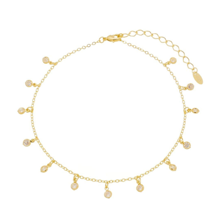 Tornozeleira Piuka Samy Pontos de Luz Folheada a Ouro 18k