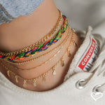 Tornozeleira Piuka 3 Correntes Antonella Mini Gotas Folheada a Ouro 18k