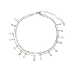 Tornozeleira Piuka 3 Correntes Antonella Mini Gotas Folheada em Ródio Branco