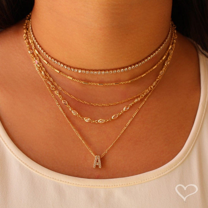 Colar com Letra  Inicial Folheado a Ouro 18k