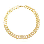 Colar Curto Aline Elos Cravejados Zircônias Folheado a Ouro 18k