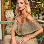 Colar Curto Aline Elos Cravejados Zircônias Folheado a Ouro 18k