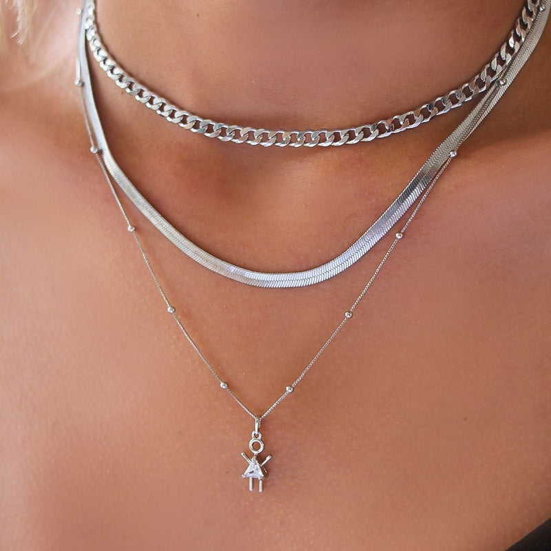 Choker Piuka Frida Elos Groumet Folheado em Ródio Branco