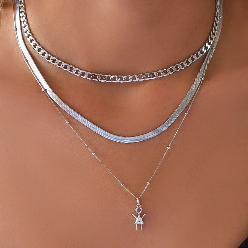 Choker Piuka Frida Elos Groumet Folheado em Ródio Branco
