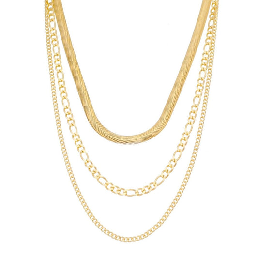 Colar 3 Voltas Cecilia Elos Malha de Metal Folheada a Ouro 18k