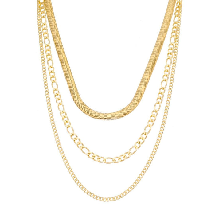 Colar 3 Voltas Cecilia Elos Malha de Metal Folheada a Ouro 18k