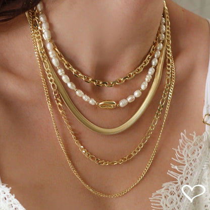 Colar 3 Voltas Cecilia Elos Malha de Metal Folheada a Ouro 18k