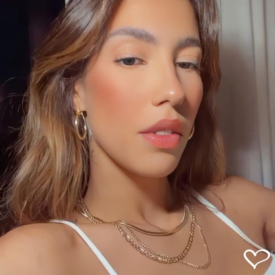 Colar 3 Voltas Cecilia Elos Malha de Metal Folheada a Ouro 18k