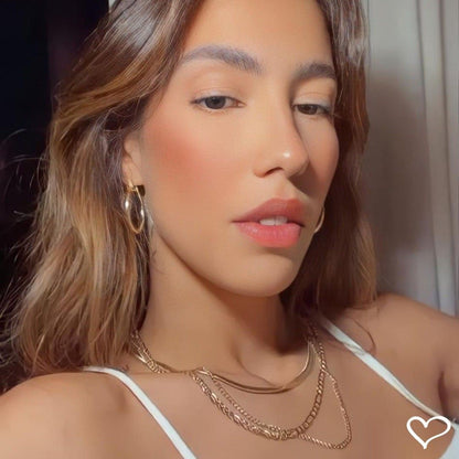 Colar 3 Voltas Cecilia Elos Malha de Metal Folheada a Ouro 18k