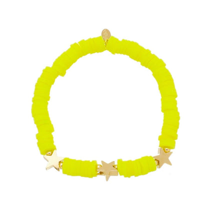 Pulseira Feminina Star Fimos Amarelo Neon Estrela