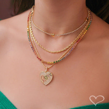 Colar Feminino Riviera Megan Zircônias Coloridas Folheada a Ouro 18k