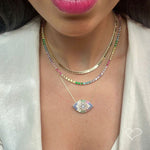 Colar Feminino Riviera Megan Zircônias Coloridas Folheada a Ouro 18k