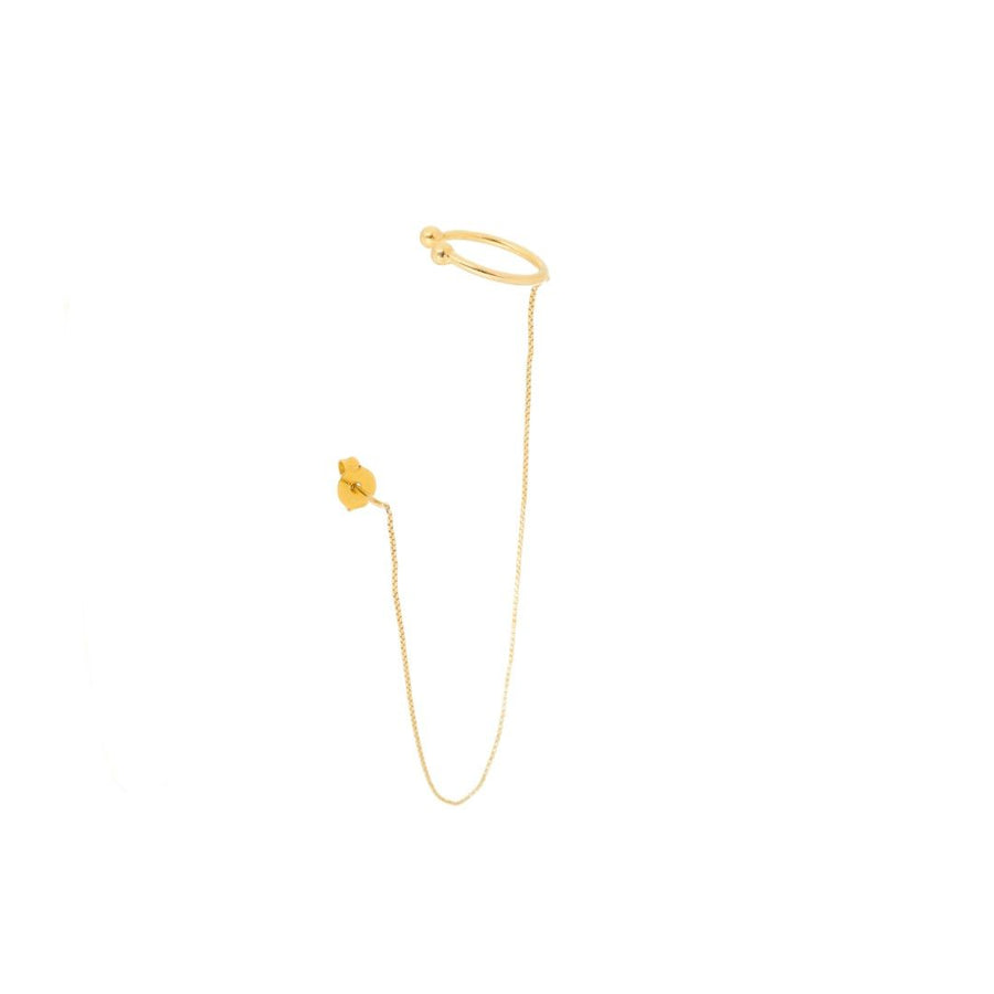 Brinco Piuka Unitário Mika Ear Line Folheado a Ouro 18k