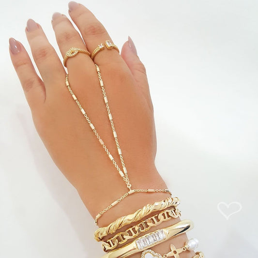 Pulseira de Mão Maya Palitos Folheada a Ouro 18k