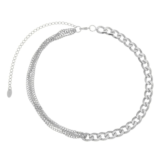 Choker Piuka Billy Elos Grumet Folheado em Ródio Branco