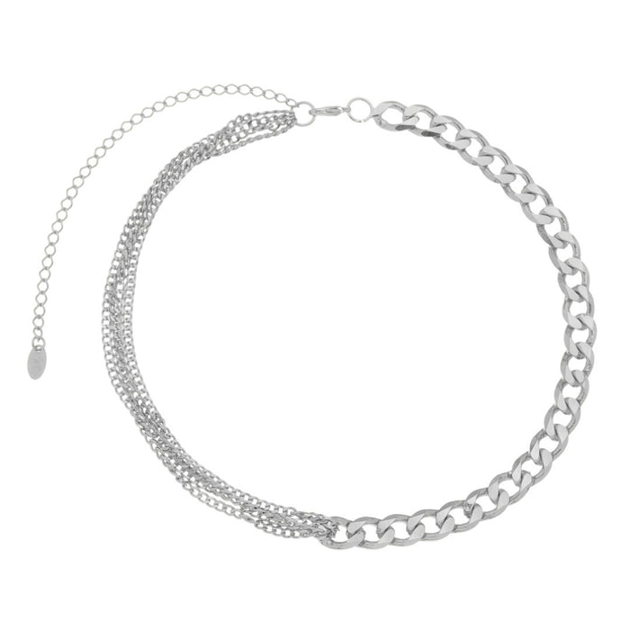 Choker Piuka Billy Elos Grumet Folheado em Ródio Branco