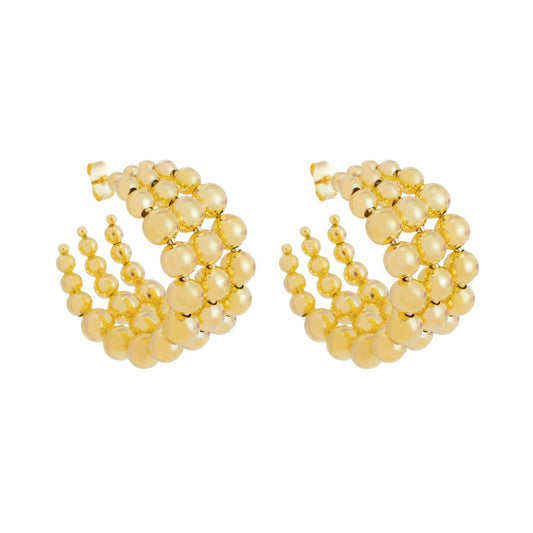 Brinco de Argola Tripla Bolas Verena Folheado a Ouro 18k
