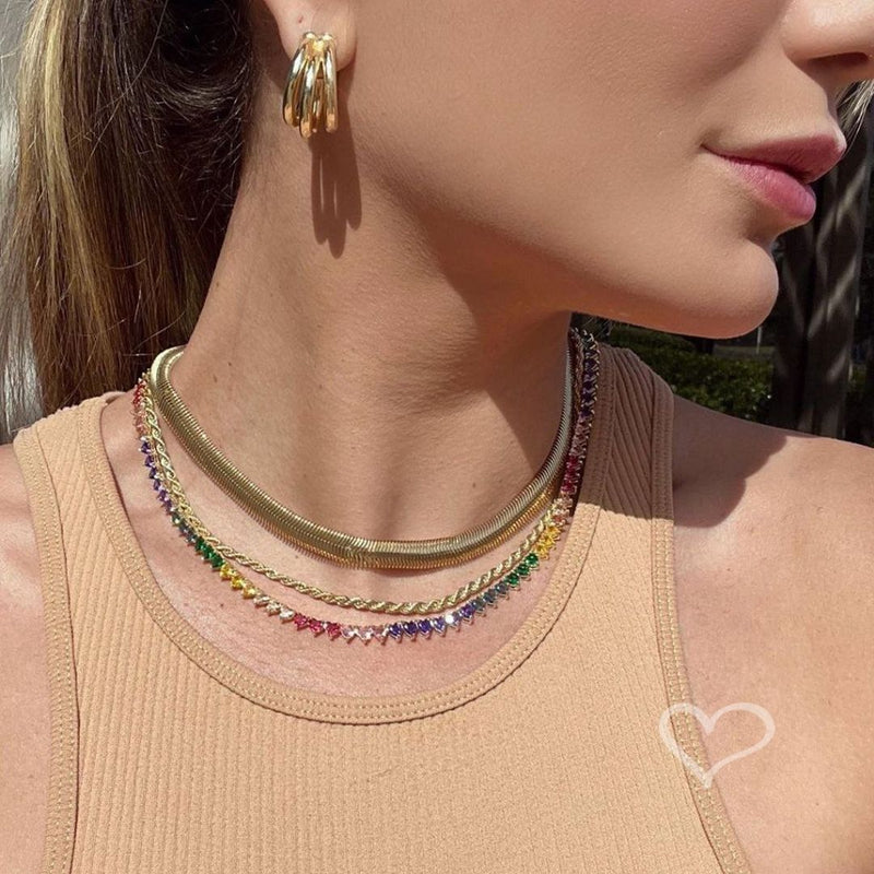 Brinco de Argola Tripla Tubo Liso Enola P Folheado a Ouro 18k