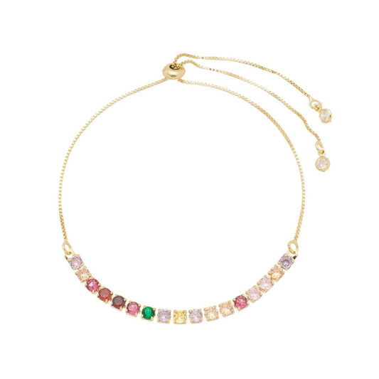 Pulseira Folheada a Ouro 18k Alissa Zircônias Coloridas Riviera
