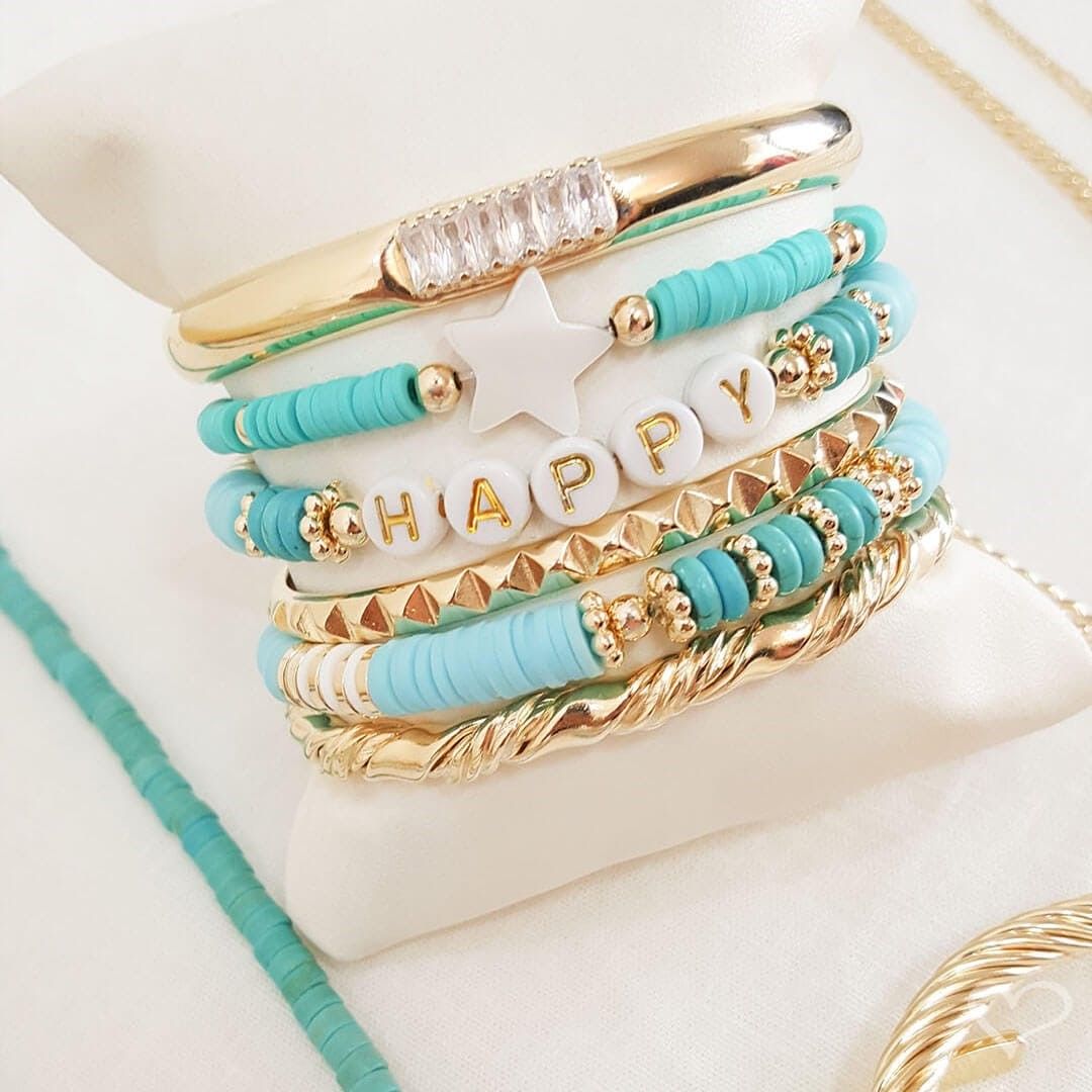 Pulseira Feminina Happy Fimos Azul