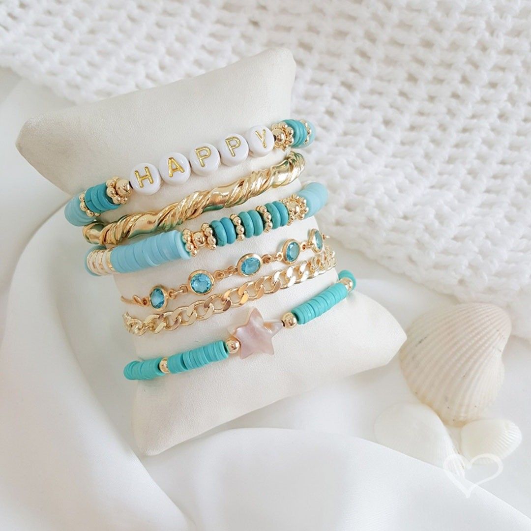 Pulseira Feminina Happy Fimos Azul