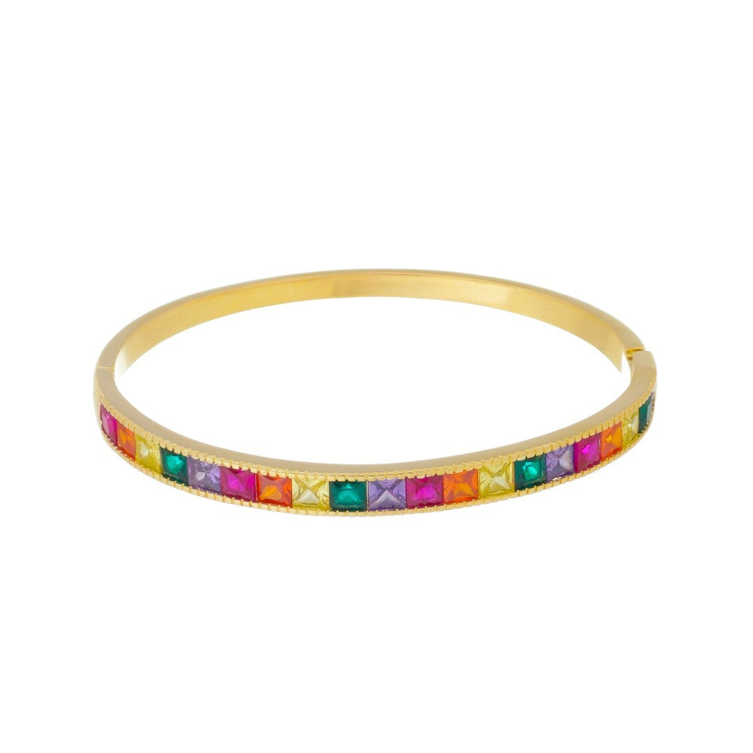 Bracelete Piuka Luna Zircônias Coloridas Folheado a Ouro 18k