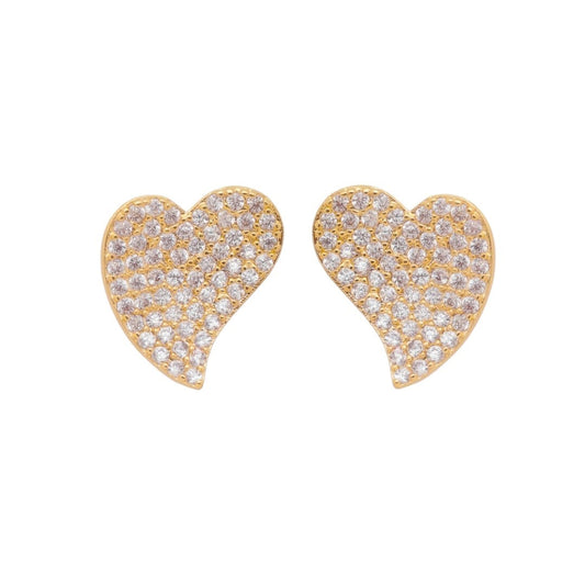 Brinco de Coração Patricia Zircônias Folheado a Ouro 18k