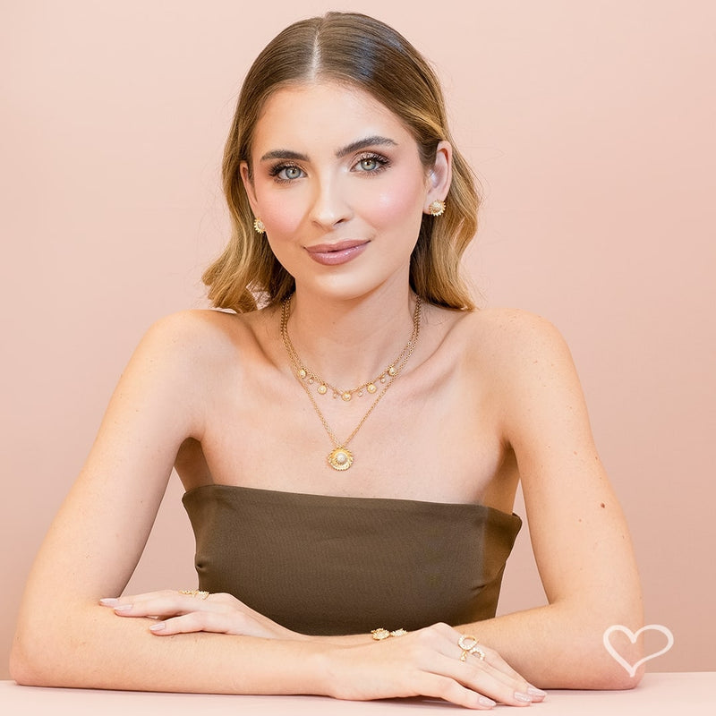 Brinco Girassol Analice Zircônias Folheado a Ouro 18k