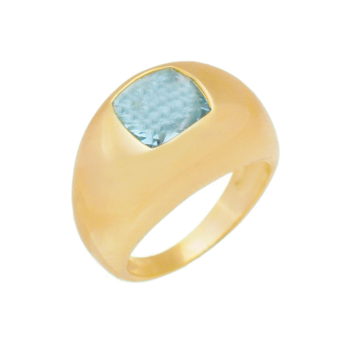 Anel de Dedinho Piuka Ana Luisa Zircônia Ponto de Luz Acqua Folheado a Ouro 18k