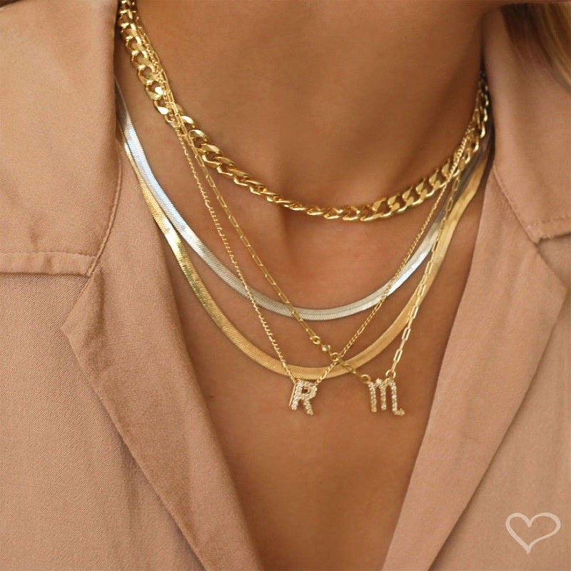 Choker 2 Voltas Malha Metal Folheada a Ouro 18k e Folheada em Ródio Branco Vitto