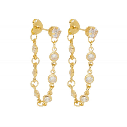 Brinco Ear Line Lucy M Ponto de Luz Zircônias Folheado a Ouro 18k