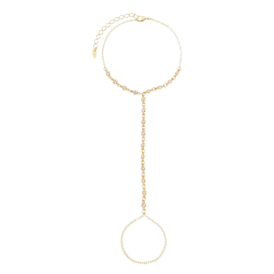 Pulseira de Mão Mayte Zircônias Folheada a Ouro 18k