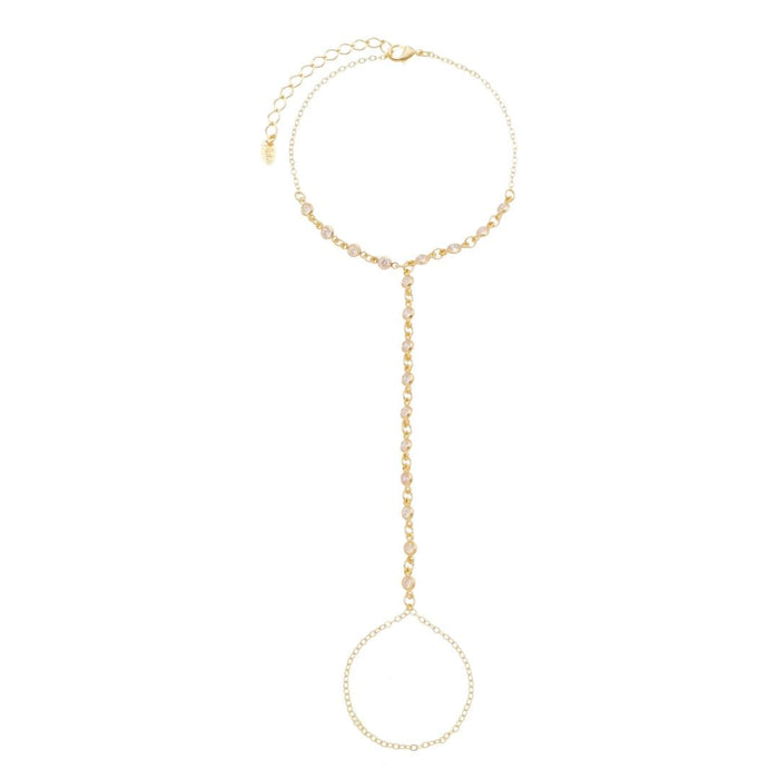 Pulseira de Mão Mayte Zircônias Folheada a Ouro 18k