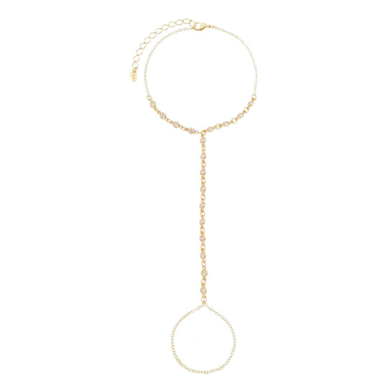 Pulseira de Mão Mayte Zircônias Folheada a Ouro 18k