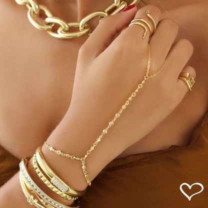 Pulseira de Mão Mayte Zircônias Folheada a Ouro 18k