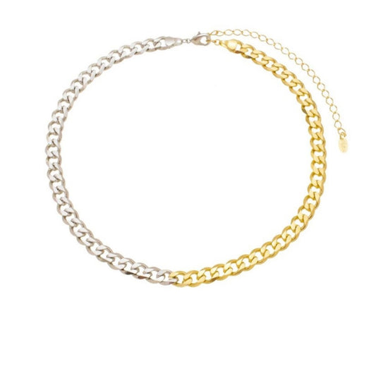 Choker Elos Folheada a Ouro 18k e Folheada em Ródio Branco Raiza