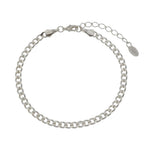 Pulseira Feminina Elos Groumet Folheada em Ródio Branco Lili