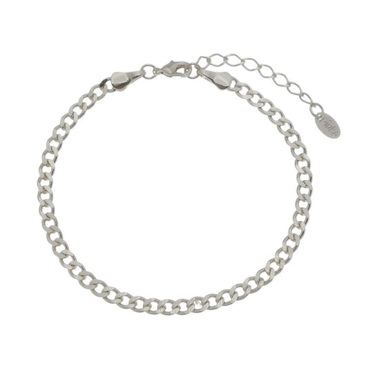 Pulseira Feminina Elos Groumet Folheada em Ródio Branco Lili