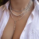 Choker Pérolas Zircônias Folheada em Ródio Branco Nah